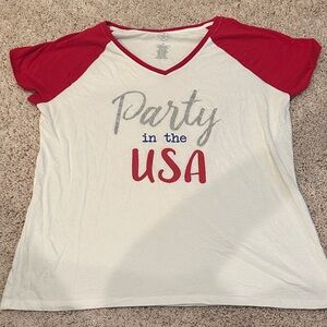 Red and White 'Party in the USA' T-Shirt